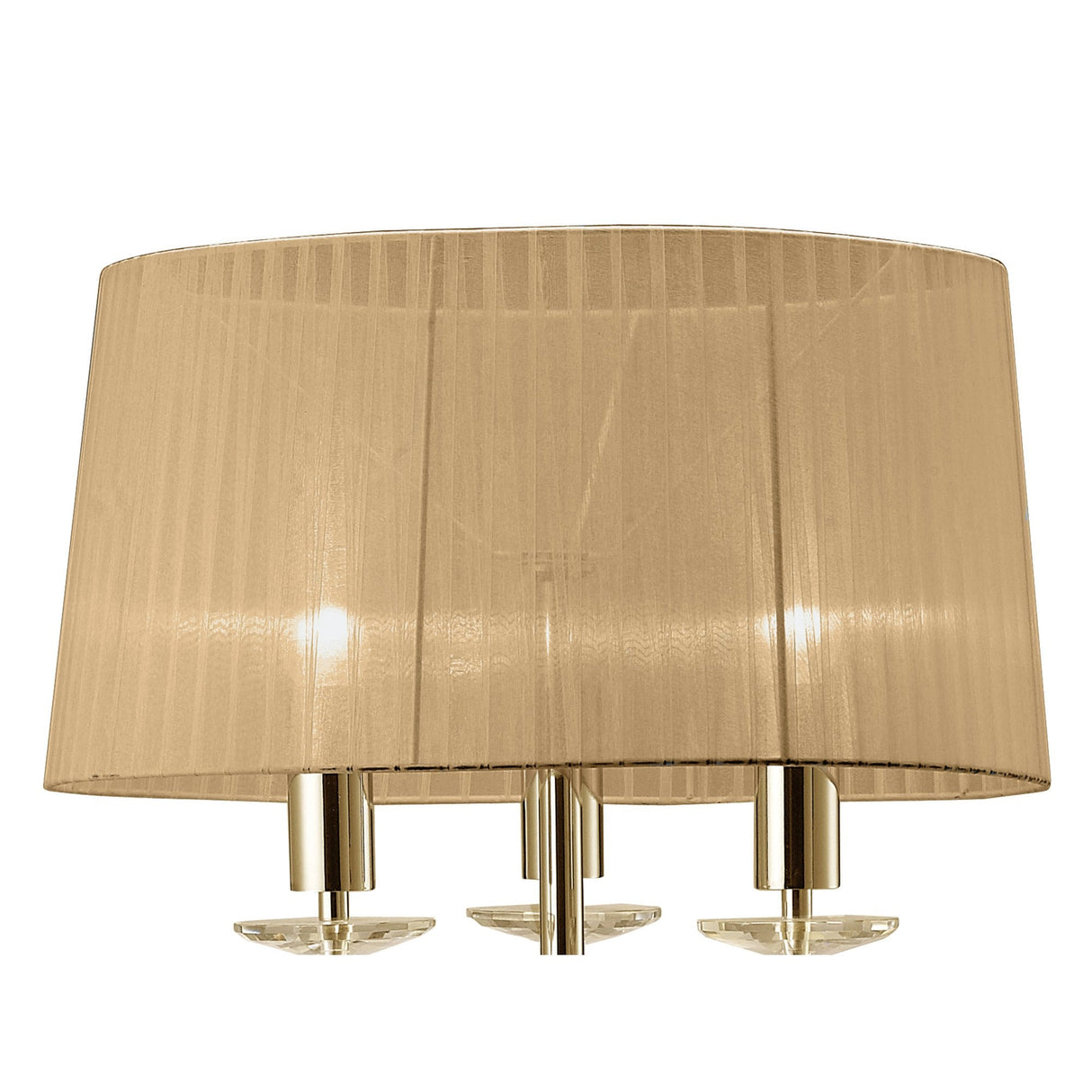French Gold Tiffany Floor Lamp with Soft Bronze Shade and Crystal Accents