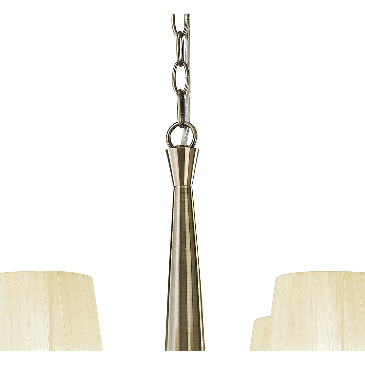 Elegant Tiffany 2-Tier Chandelier with Cream Shades & Crystal Accents in Antique Brass