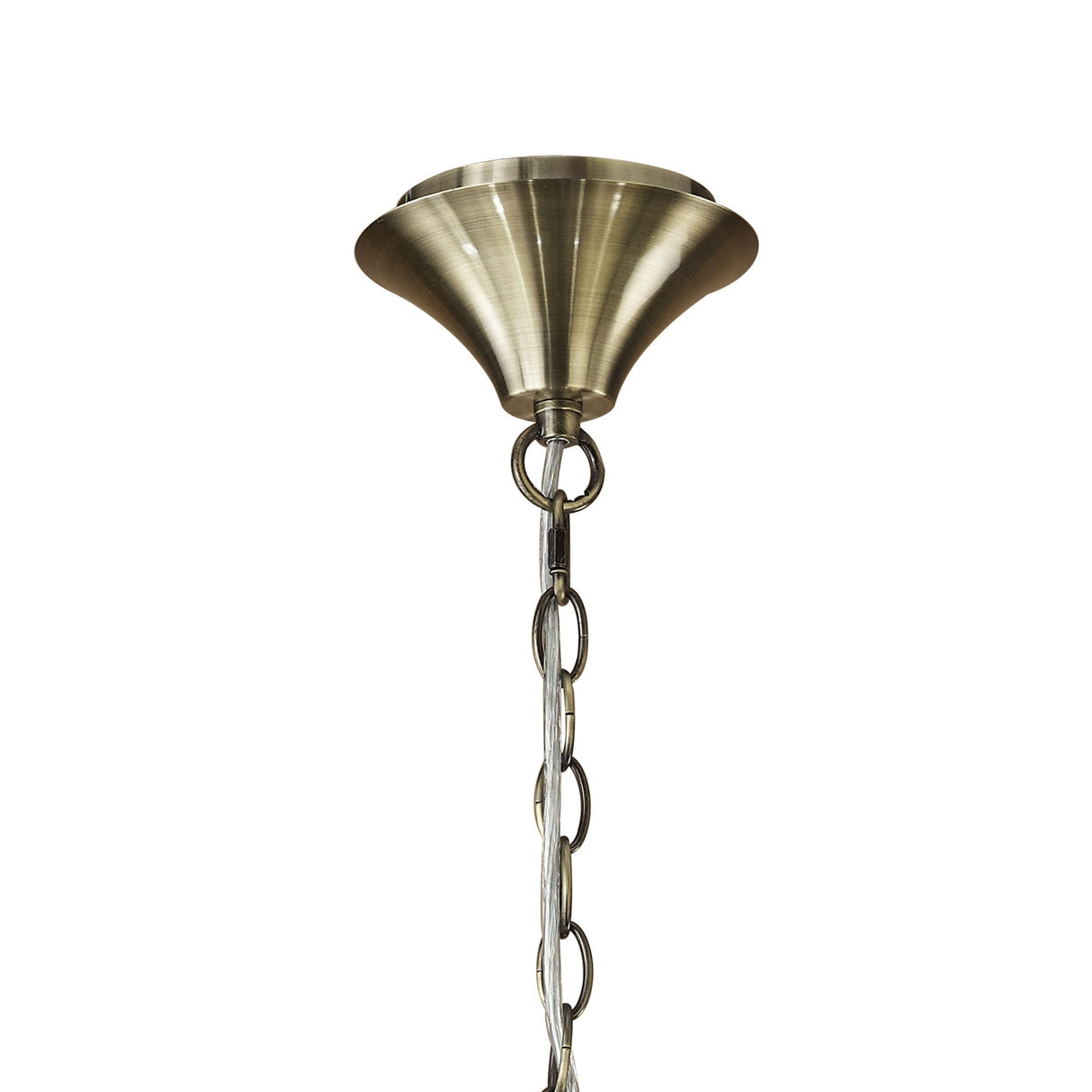 M3871 Tiffany Antique Brass Pendant with Cream Shades and Clear Crystal Elegance