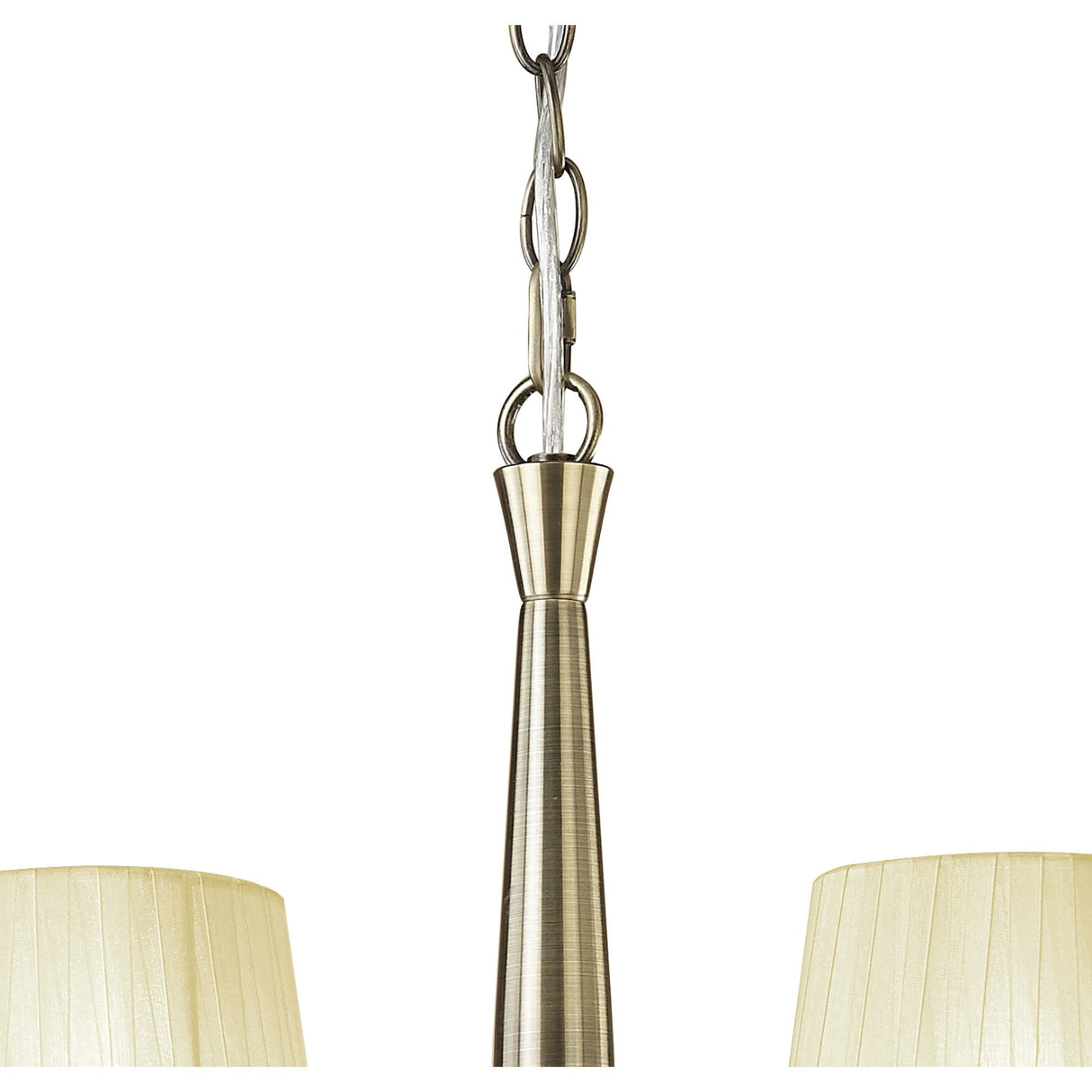 M3871 Tiffany Antique Brass Pendant with Cream Shades and Clear Crystal Elegance