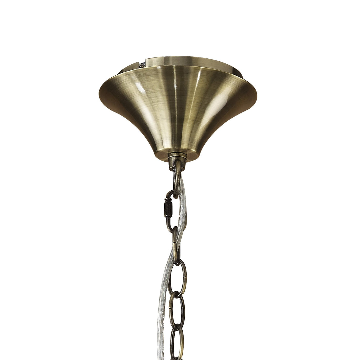 Elegant Tiffany 8-Light Pendant in Antique Brass with Cream Shades & Crystal Accents