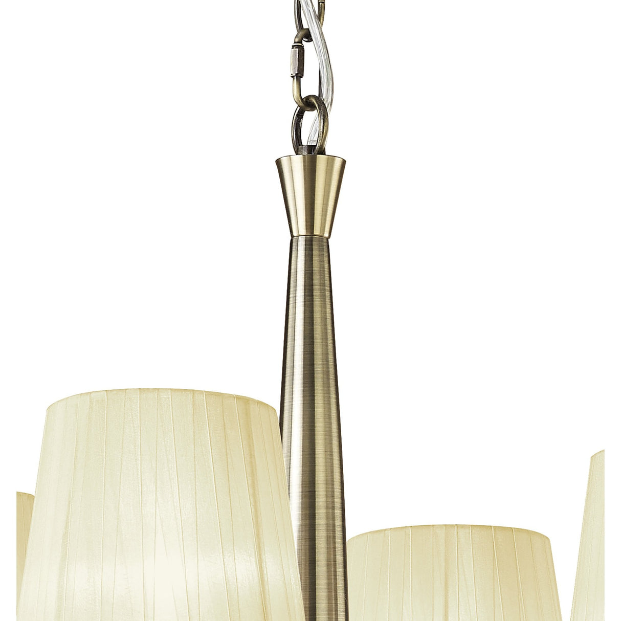 Elegant Tiffany 8-Light Pendant in Antique Brass with Cream Shades & Crystal Accents