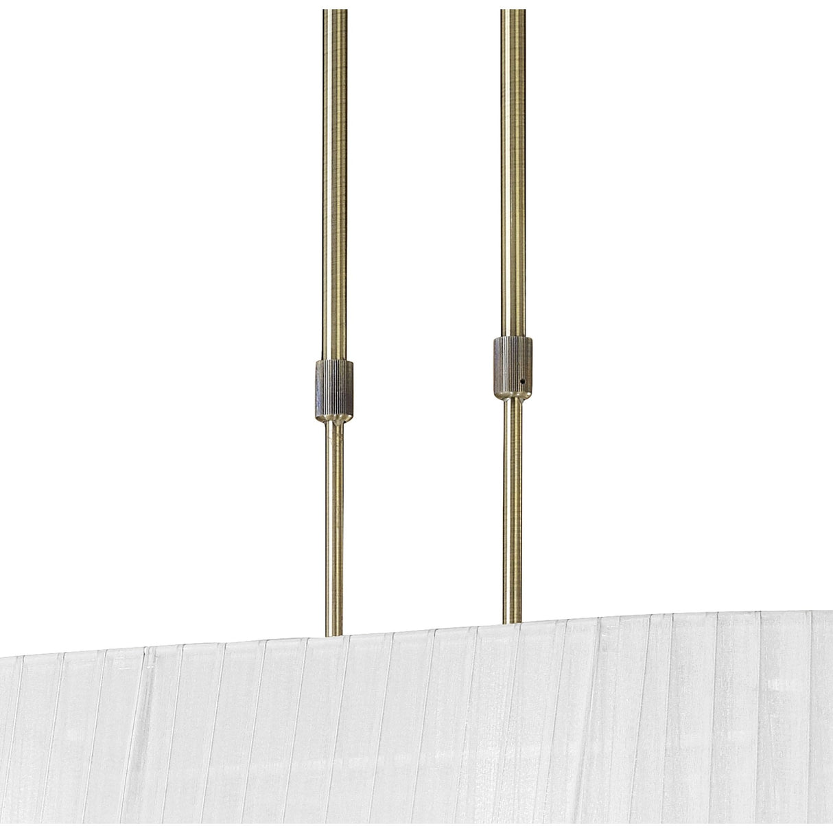 Tiffany Pendant Light Oval Duo: Antique Brass, White Shade, Clear Crystal Elegance