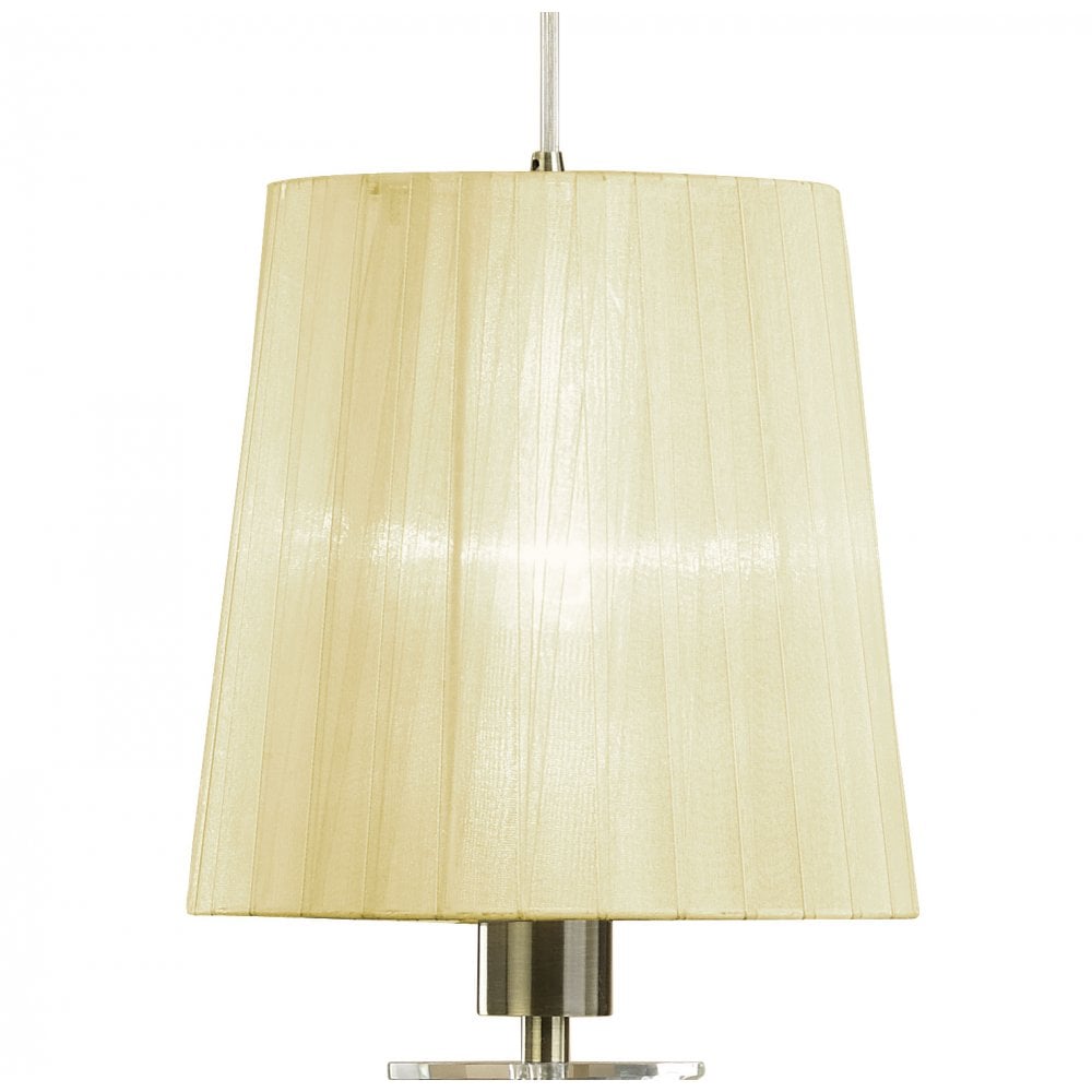 Elegant Antique Brass Cascade Pendant with Cream Shades & Clear Crystal Detailing