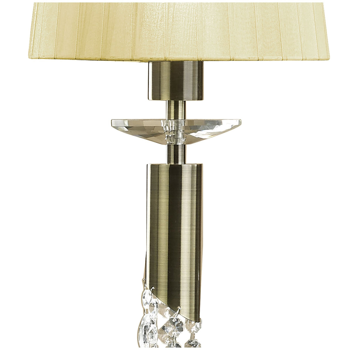 Elegant Antique Brass Cascade Pendant with Cream Shades & Clear Crystal Detailing