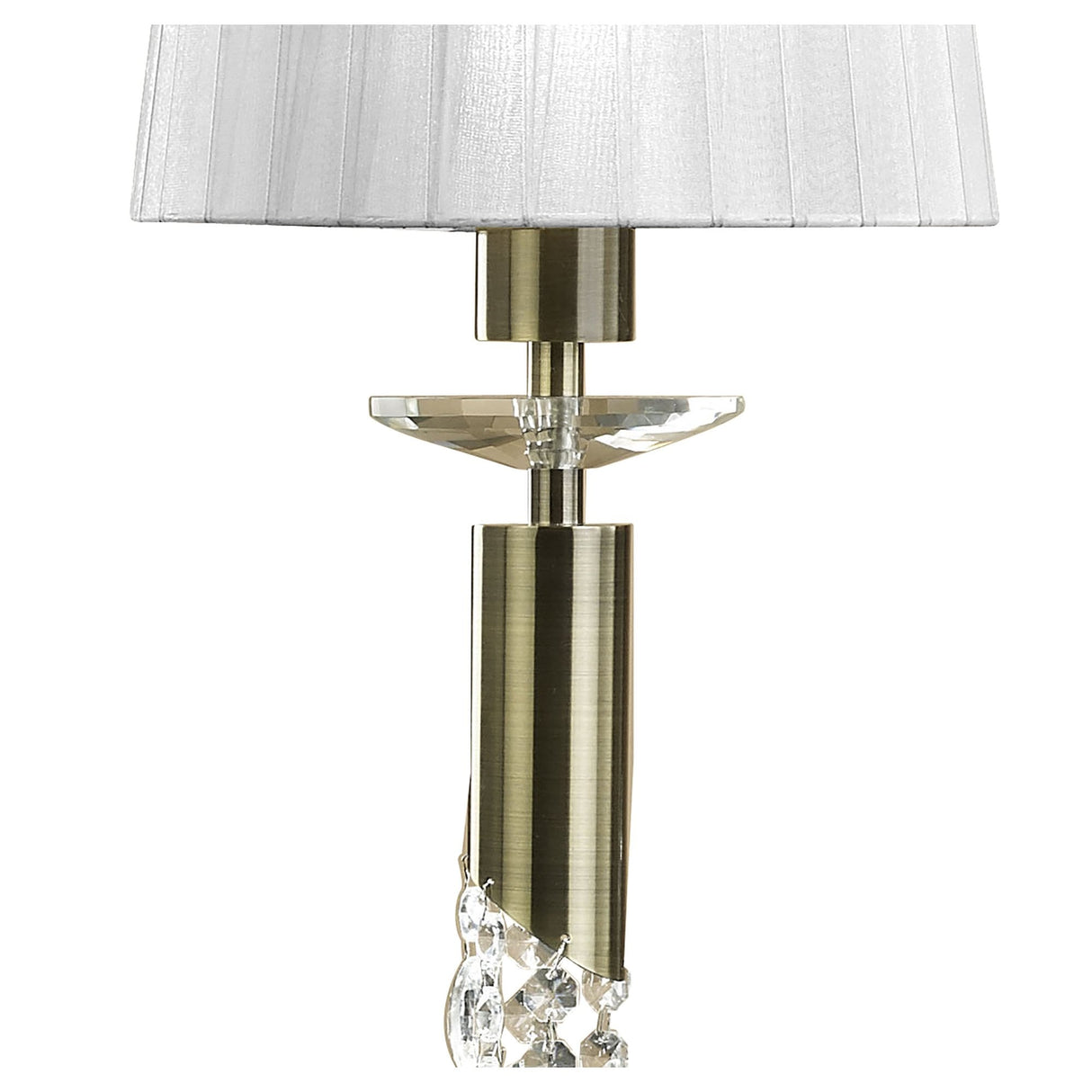 Tiffany Pendant Light: Antique Brass with White Shades and Clear Crystal Elegance