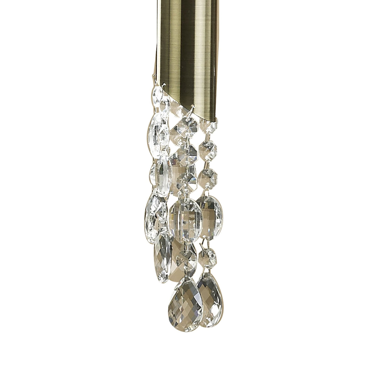 Tiffany Pendant Light: Antique Brass with White Shades and Clear Crystal Elegance