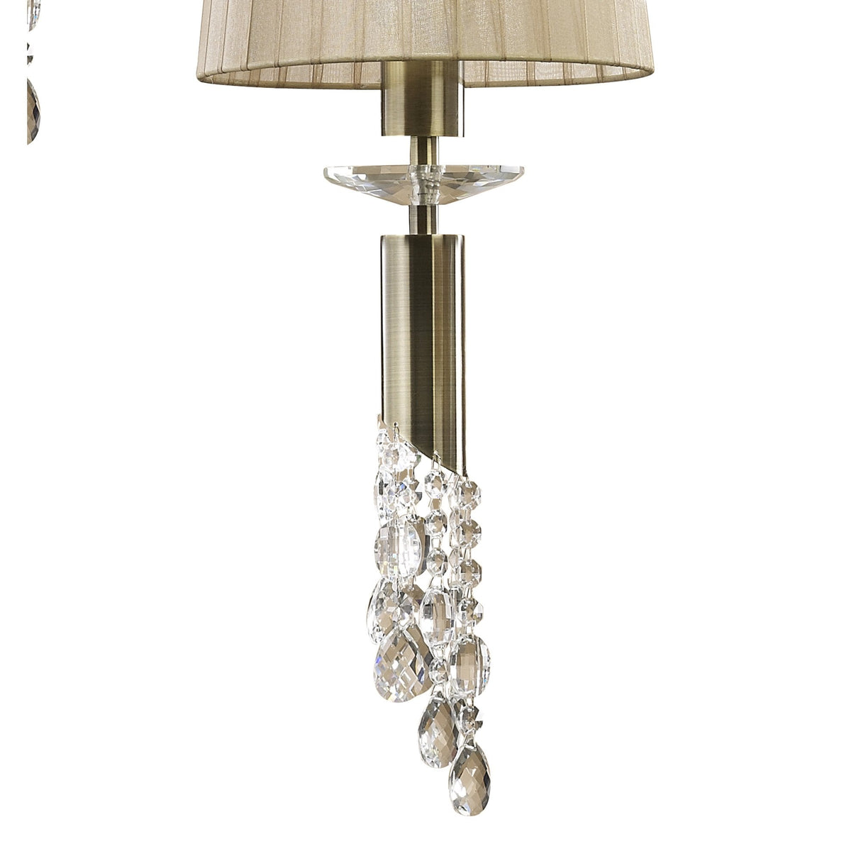 Tiffany 5+5 Light Pendant: Antique Brass & Bronze Elegance with Crystal Cascade