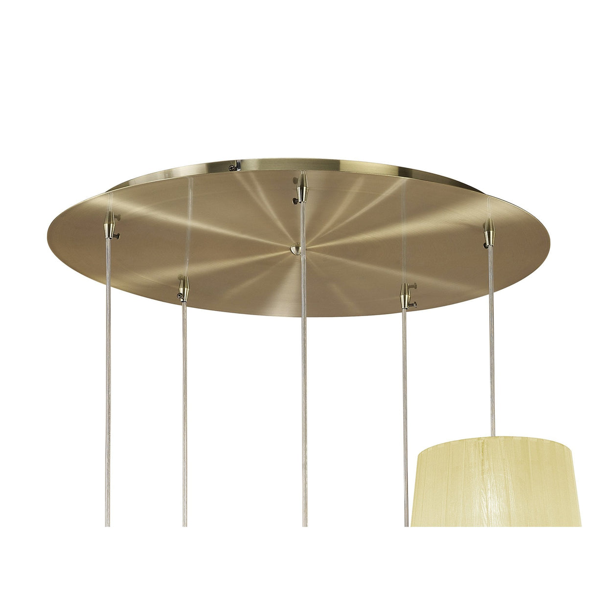 Elegant Spiral Tiffany Chandelier - Antique Brass with Cream Shades and Clear Crystal