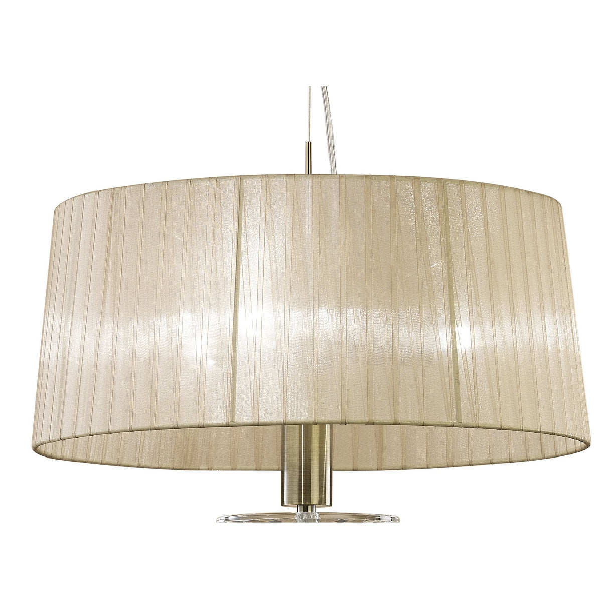 Tiffany Pendant 3+1 Light E27+G9, Antique Brass with Soft Bronze Shade & Clear K9 Crystal Accents