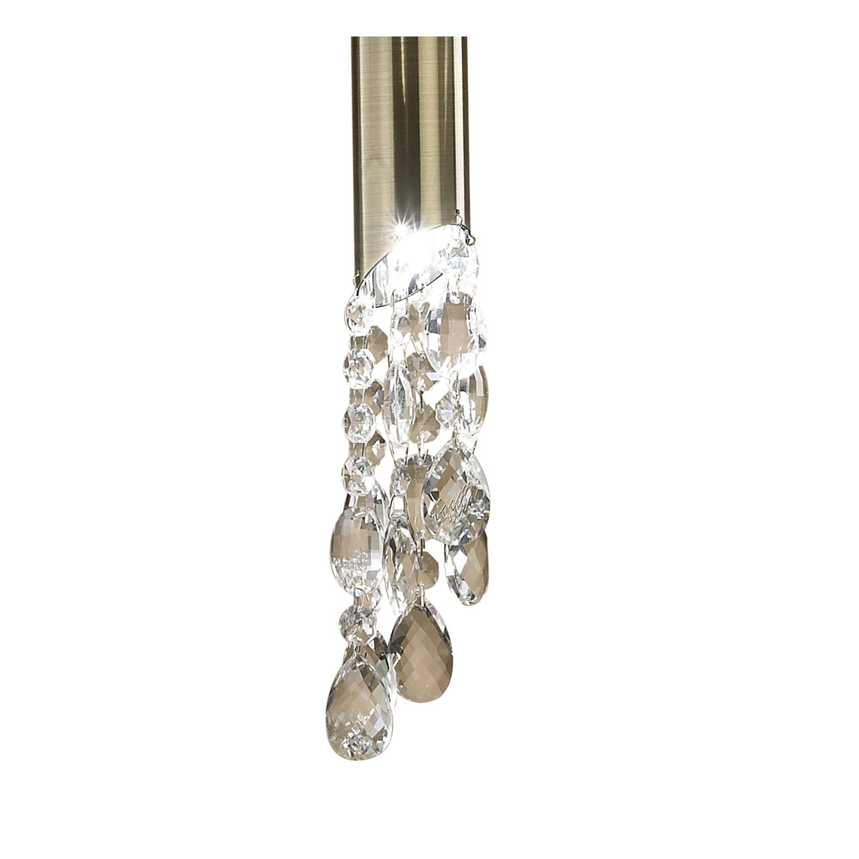 Tiffany Pendant 3+1 Light E27+G9, Antique Brass with Soft Bronze Shade & Clear K9 Crystal Accents
