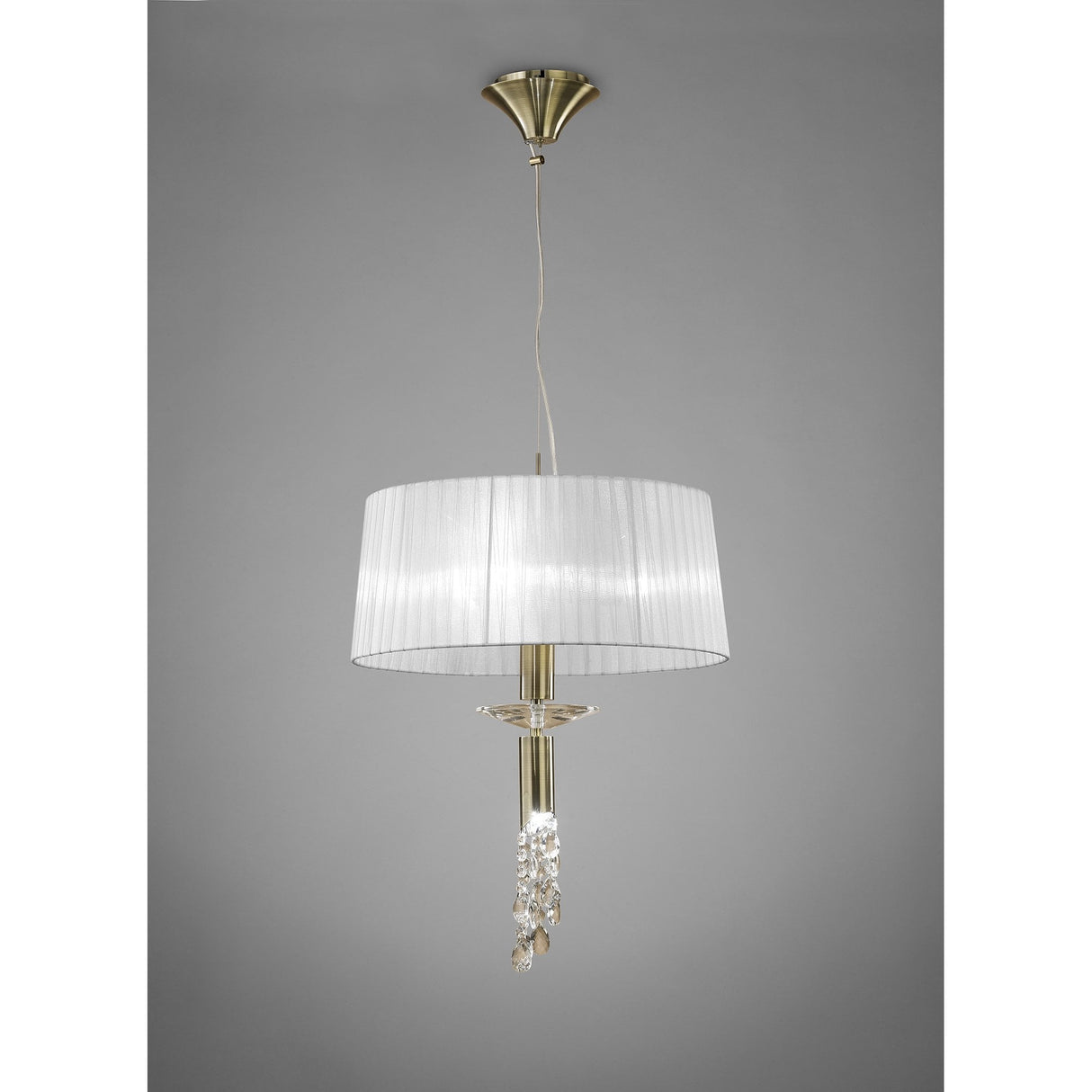 Elegant Tiffany Pendant Light with Antique Brass Finish and Clear Crystal Detailing