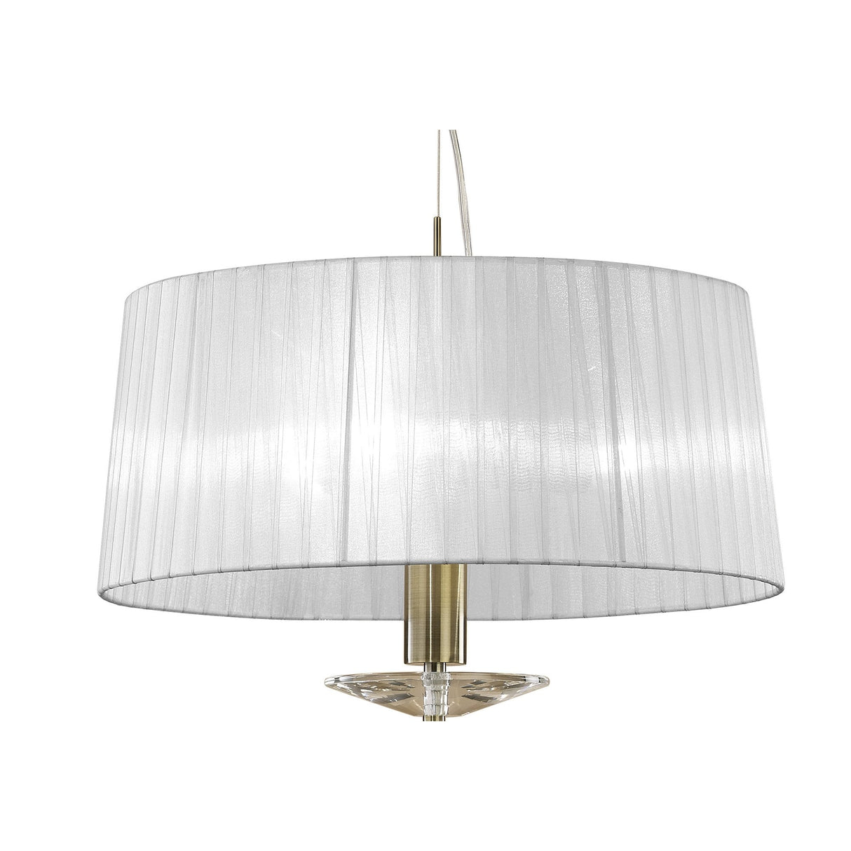 Elegant Tiffany Pendant Light with Antique Brass Finish and Clear Crystal Detailing