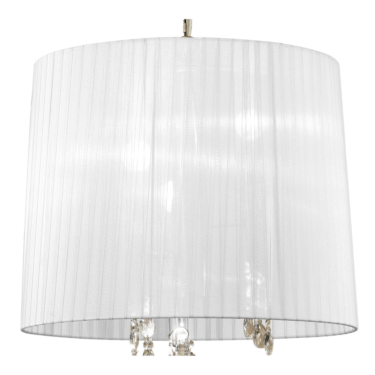 Tiffany M3880 Antique Brass 6-Light Pendant with White Shade & Clear Crystal Elegance