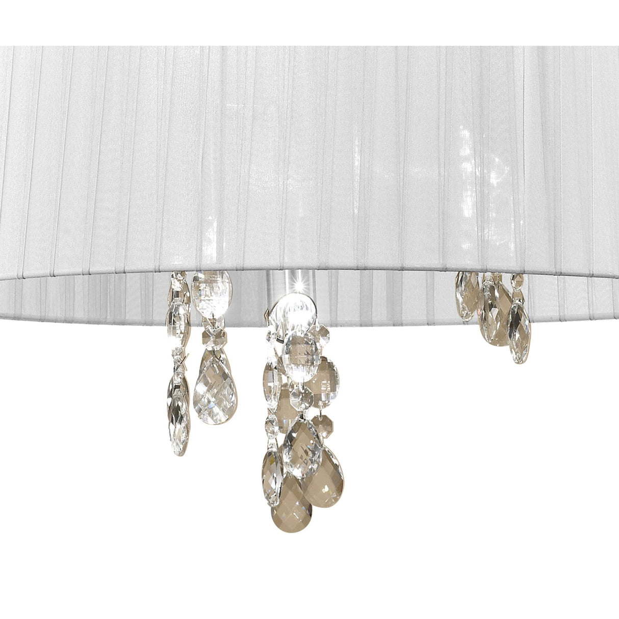 Tiffany M3880 Antique Brass 6-Light Pendant with White Shade & Clear Crystal Elegance