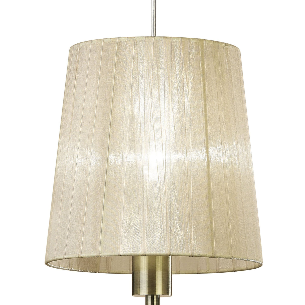 Tiffany Dual Light Pendant in Antique Brass with Soft Bronze Shade & Clear Crystal Accents