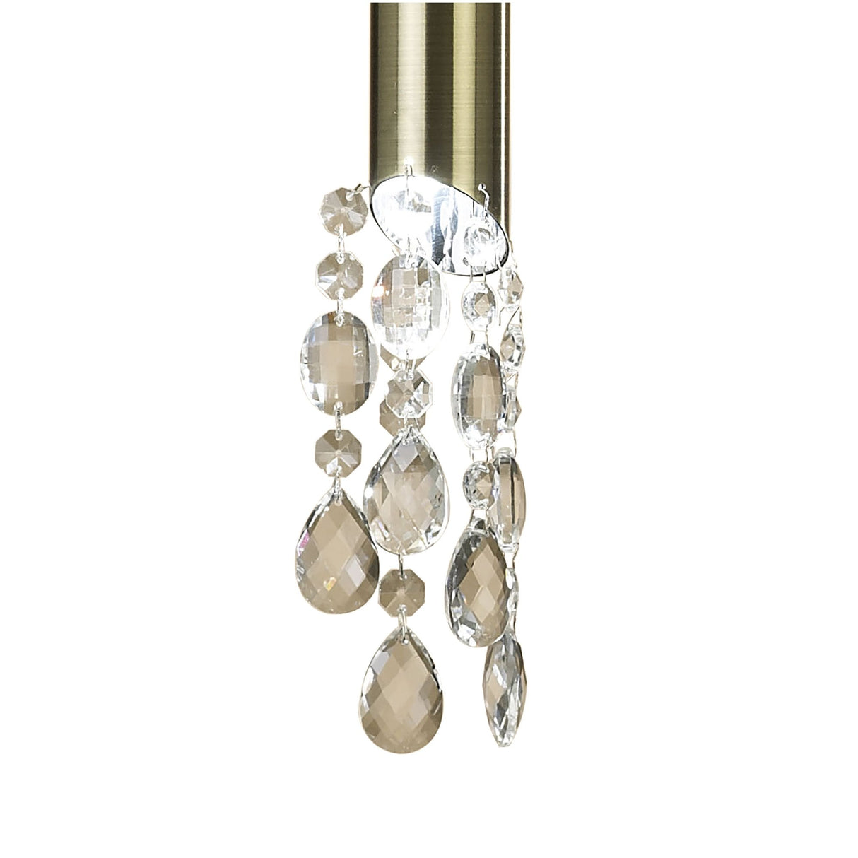 Tiffany Pendant 1+1 Light E27+G9, Antique Brass with Cream Shade & Clear Crystal Elegance