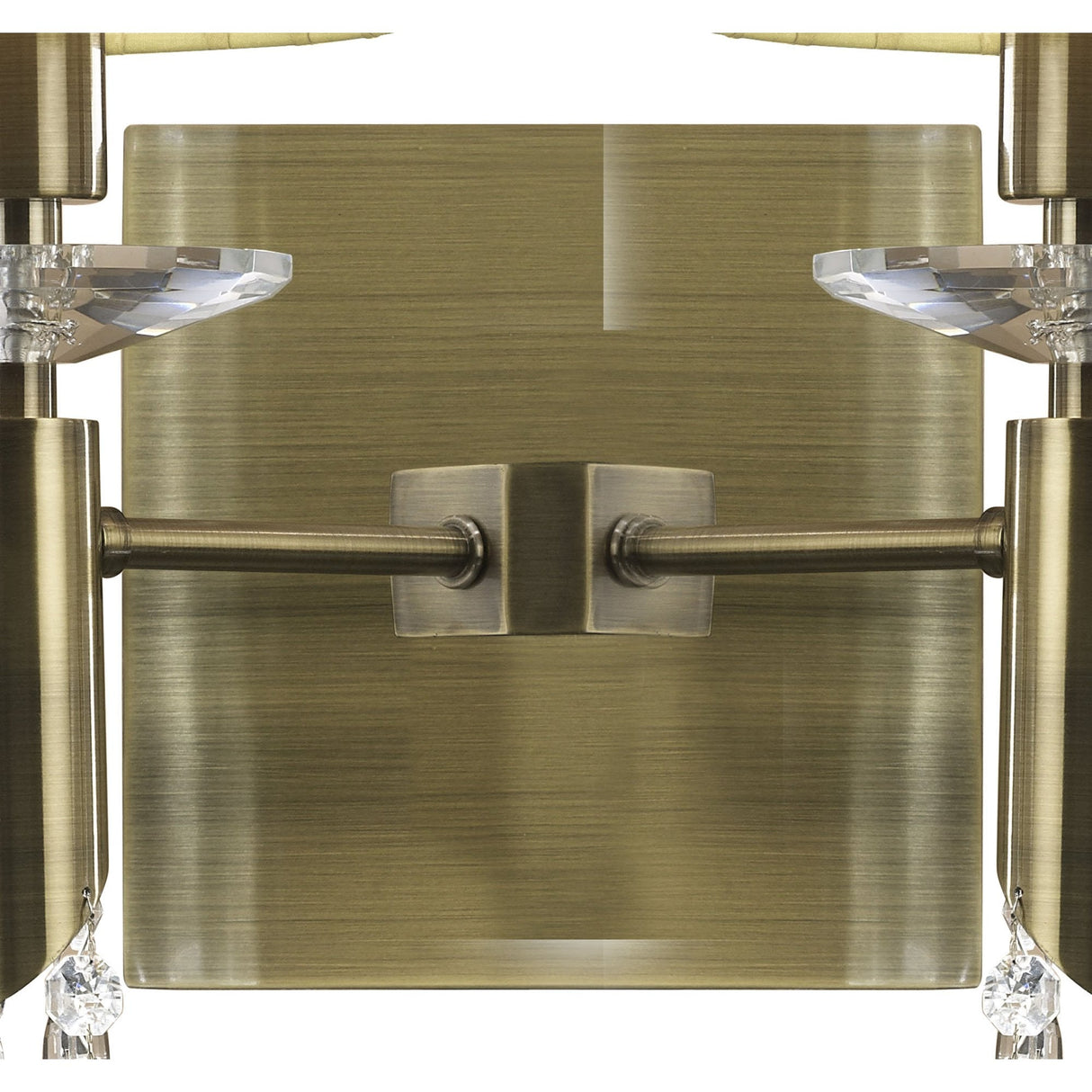 Antique Brass Tiffany Wall Lamp with Cream Shades & Crystal Accents