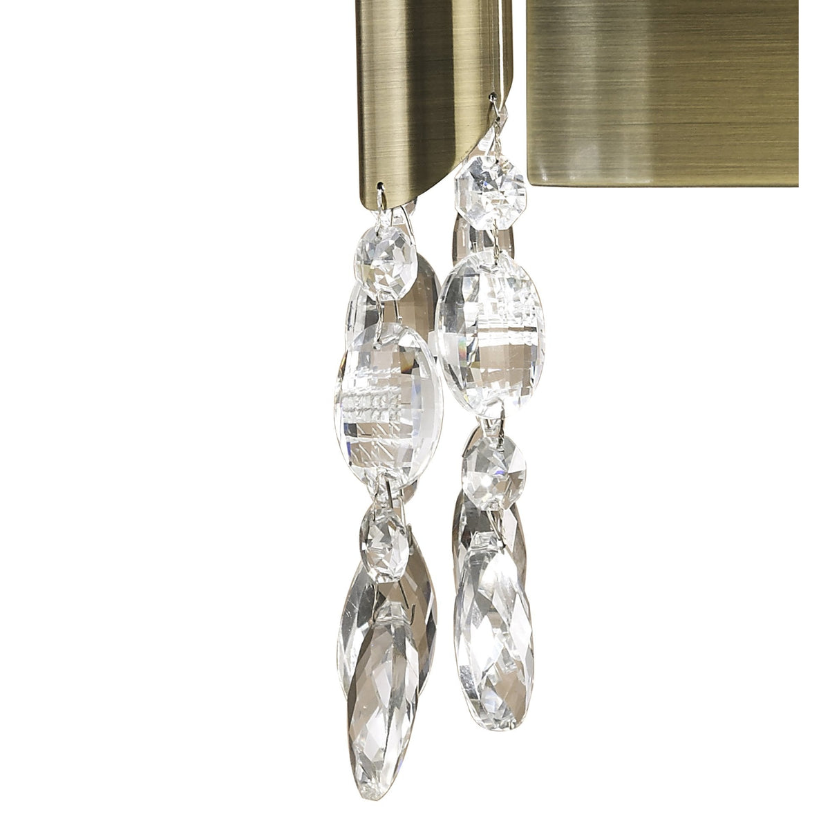 Antique Brass Tiffany Wall Lamp with Cream Shades & Crystal Accents