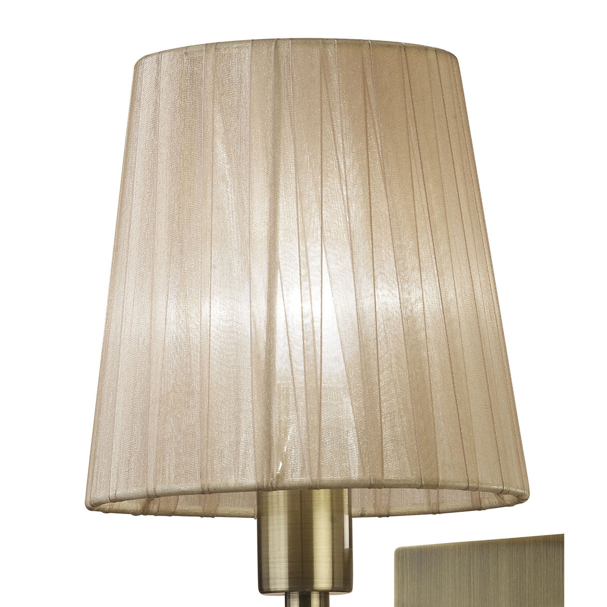 Elegance in Illumination: Tiffany Antique Brass Crystal Wall Lamp with Soft Bronze Shade