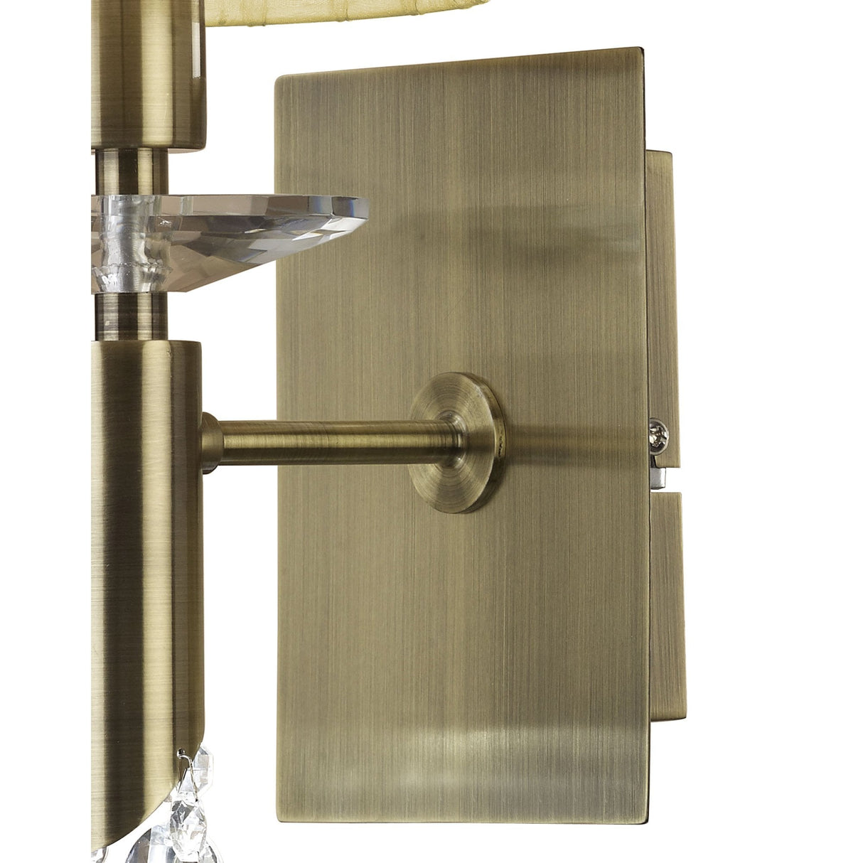 Tiffany Antique Brass Wall Sconce with Cream Shade & Clear Crystal Detailing