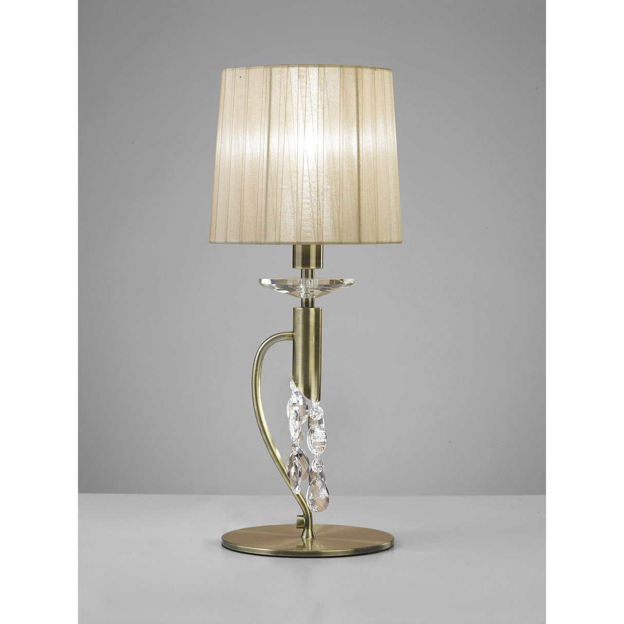 Elegant Tiffany Table Lamp with Antique Brass Finish and Crystal Accents