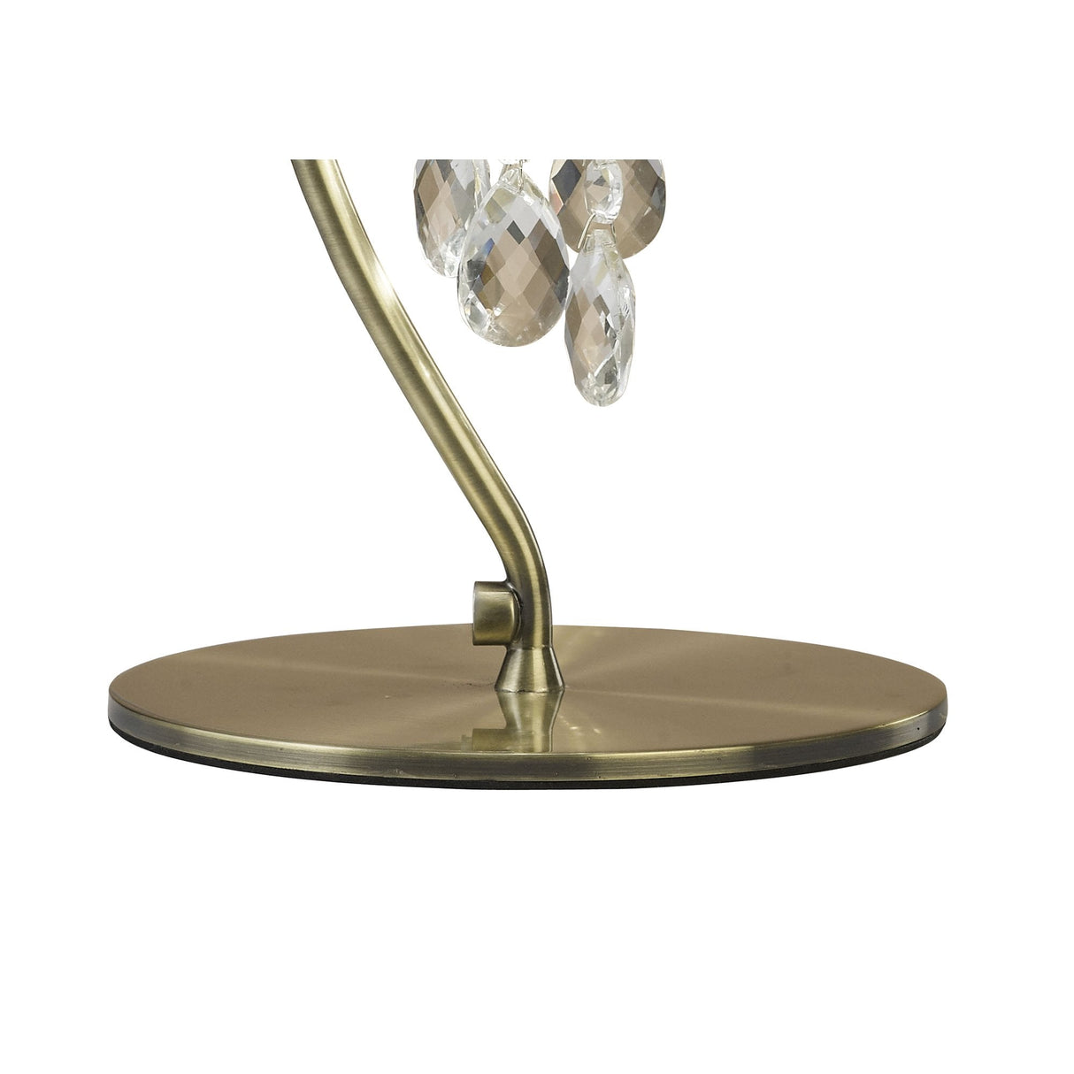 M3888 Tiffany Table Lamp: Antique Brass with White Shade & Clear Crystal Elegance