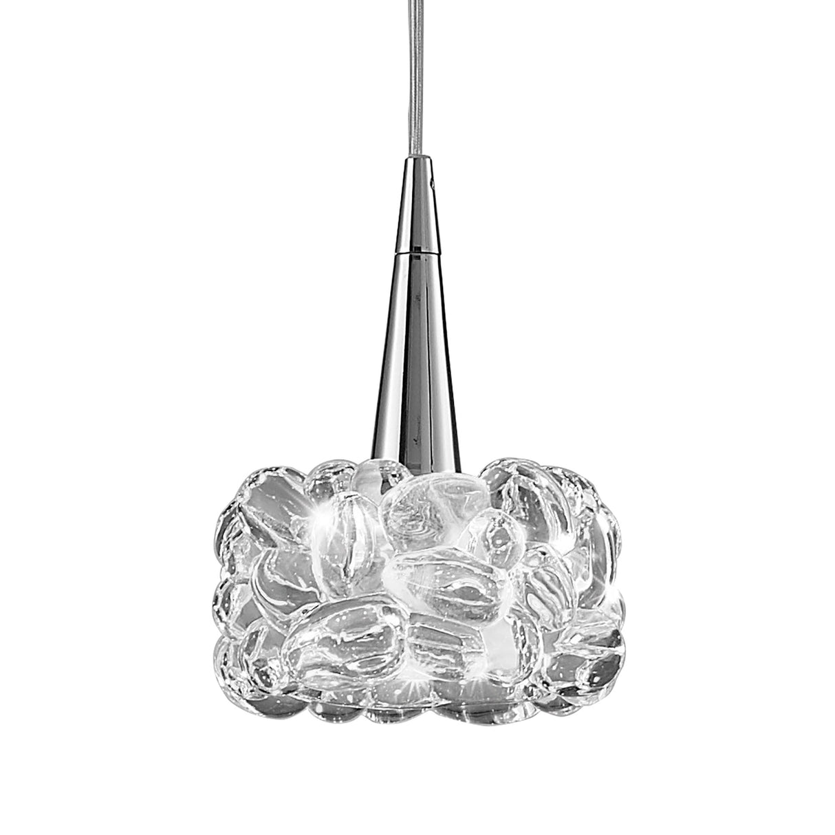 Polished Chrome O2 Pendant Light: Small G9 Globe with Tranquil Glow