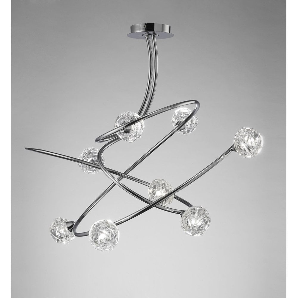 Elegant Polished Chrome 8-Light Ceiling Fixture with Spherical Accents