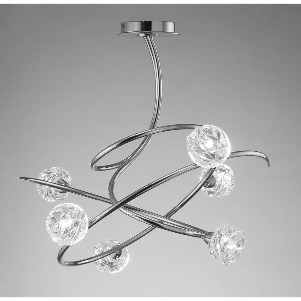 Maremagnum Polished Chrome Ceiling Light with 6 G9 Bulbs