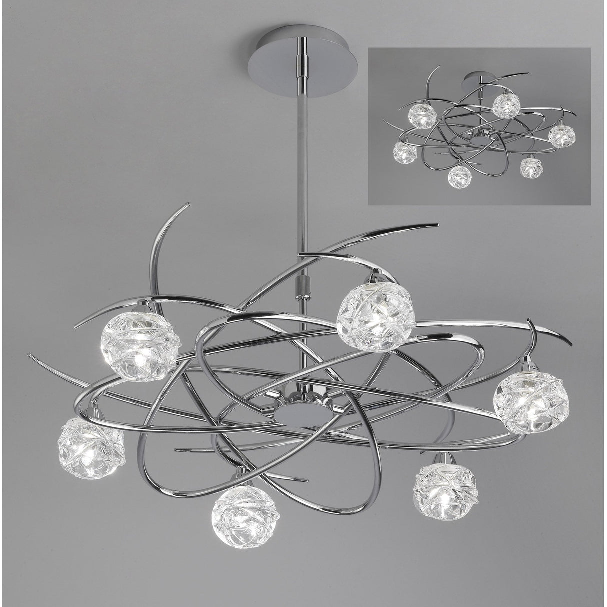 Maremagnum Telescopic Semi Flush 6-Light Fixture in Polished Chrome
