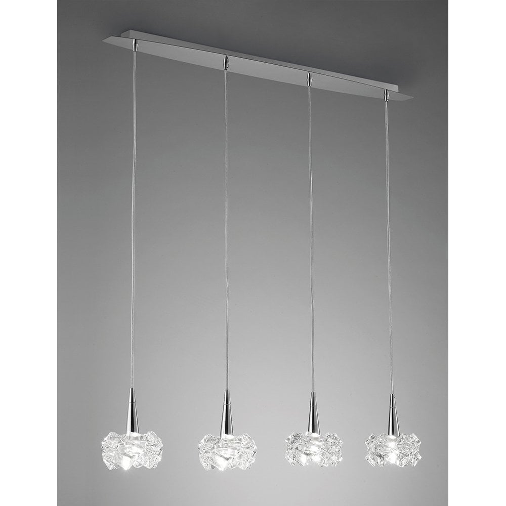 Artic Crystal Cascade Pendant Light, Polished Chrome