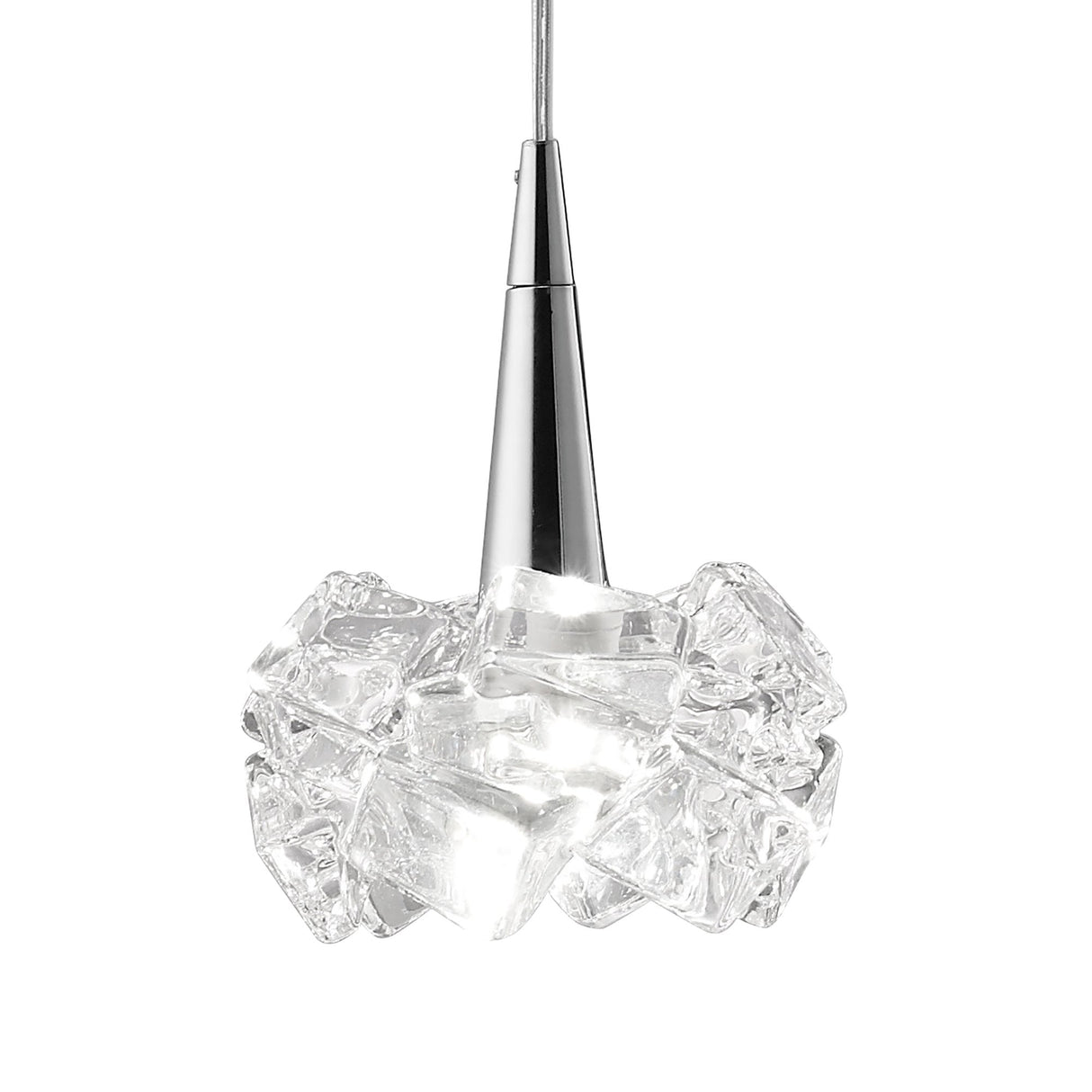 Artic Crystal Cascade Pendant Light, Polished Chrome