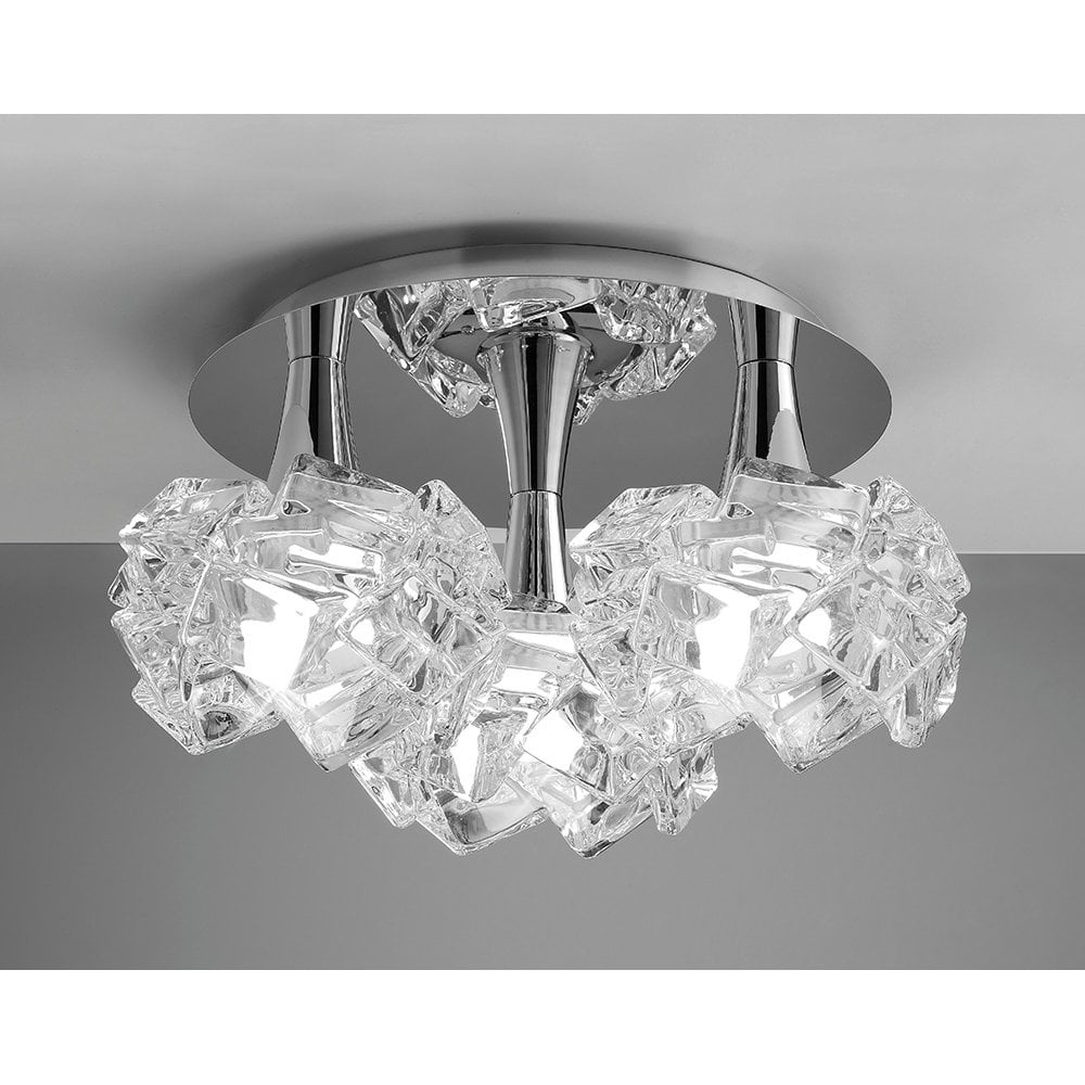 Arctic Glacier 3-Light Ceiling Fixture, Polished Chrome