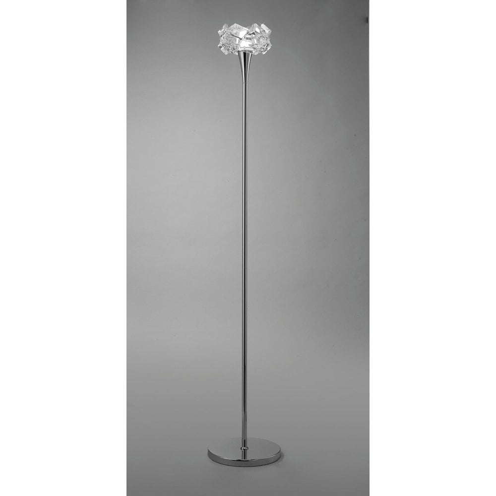 Artic 1 Light E27 Floor Lamp, Polished Chrome Finish with Clear Glass Shade