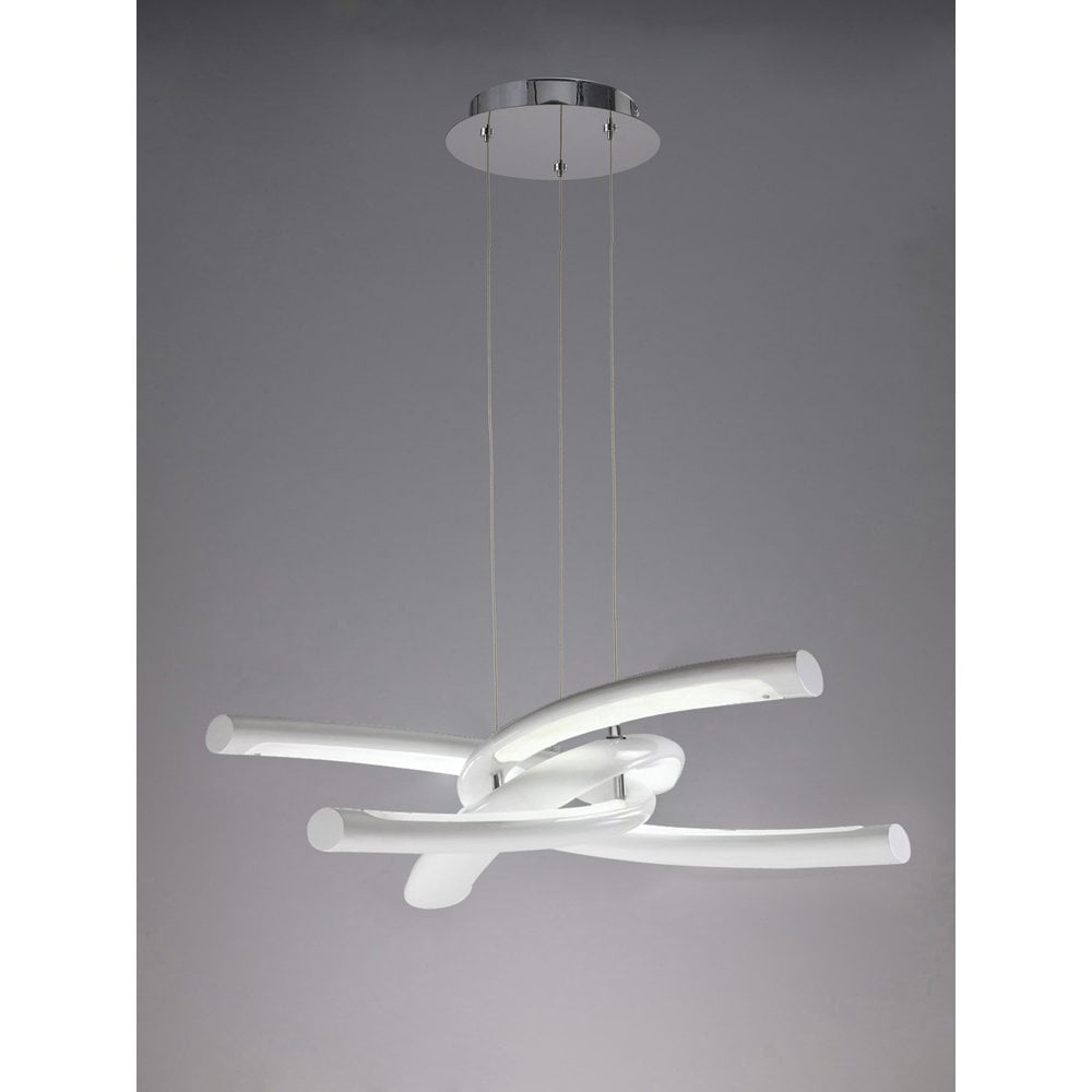Knot Pendant LED Light, Gloss White & Polished Chrome, 3000K Warm Illumination, 3-Year Warranty