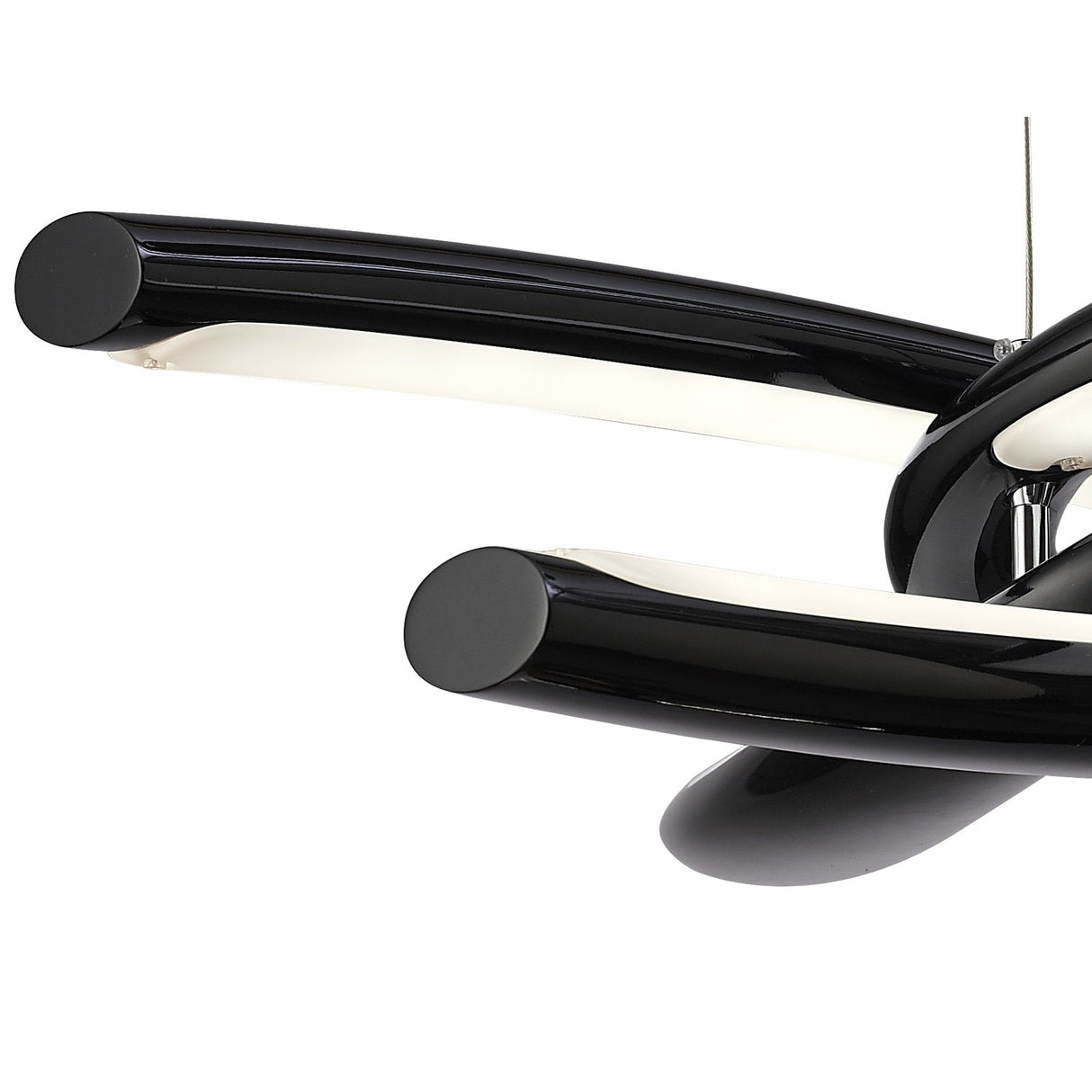 Knot Pendant 36W LED, 3000K Warm Light, Artistic Gloss Black with White Acrylic Accents and Chrome Finish, 3-Year Warranty