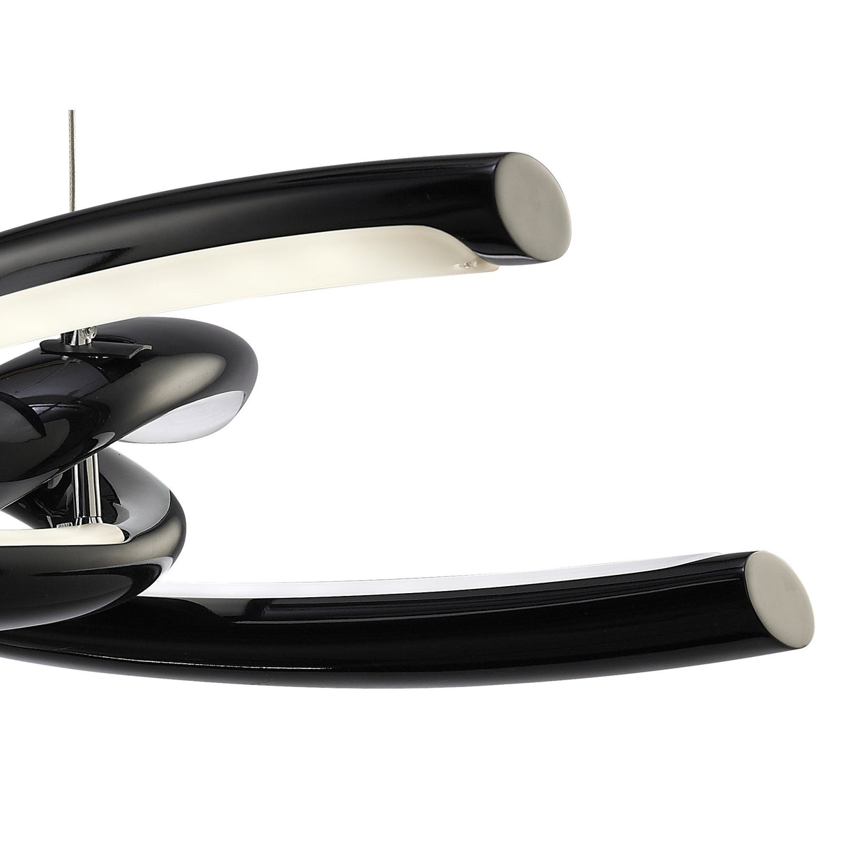 Knot Pendant 36W LED, 3000K Warm Light, Artistic Gloss Black with White Acrylic Accents and Chrome Finish, 3-Year Warranty