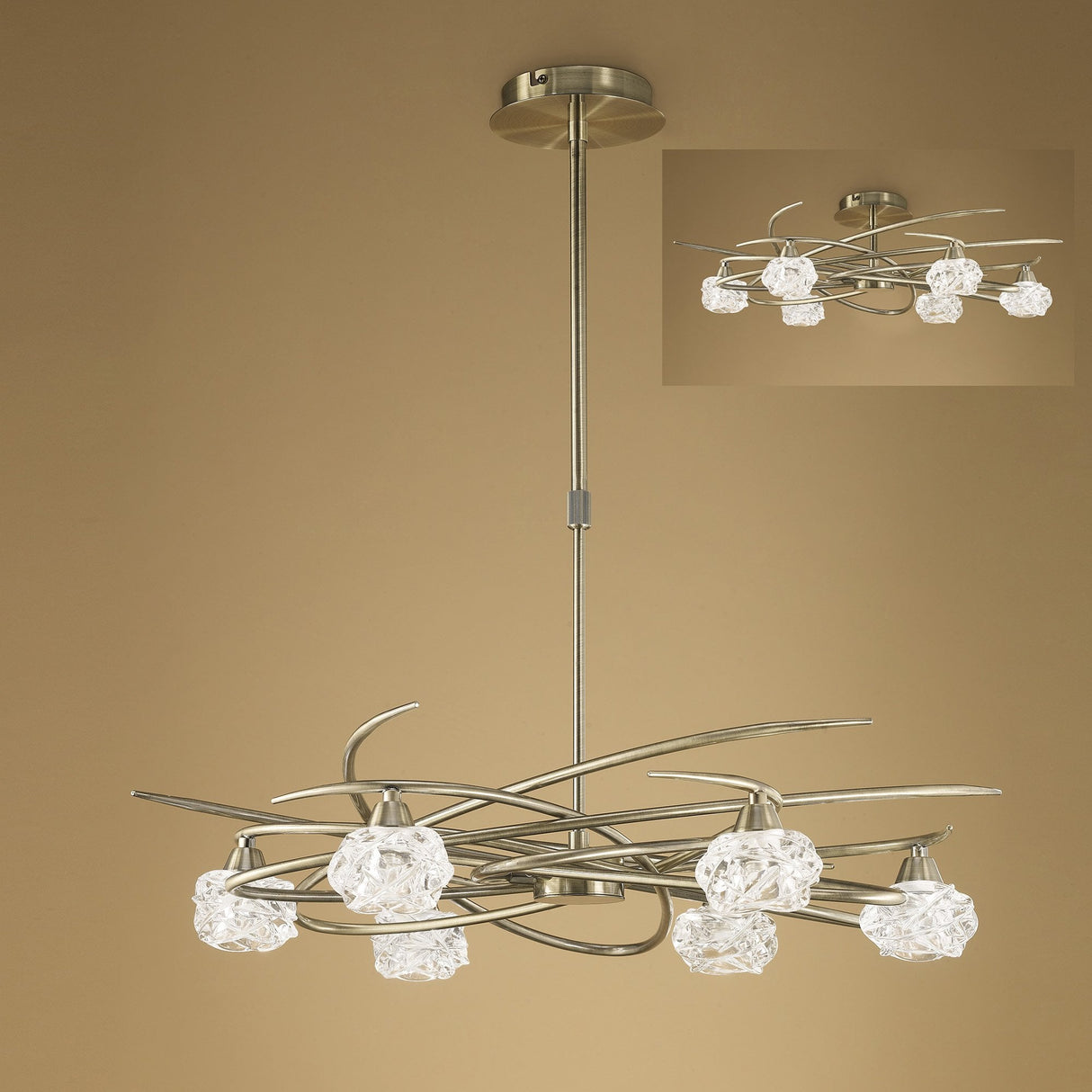 Antique Brass Maremagnum Telescopic Convertible 6-Light Fixture