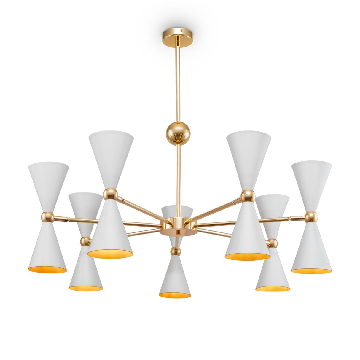 Contemporary Elegance: White and Gold Pendant Light Fixture
