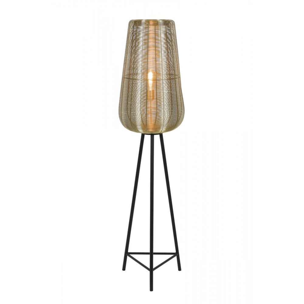 Elegant Gold and Black Round Floor Lamp 37x147cm