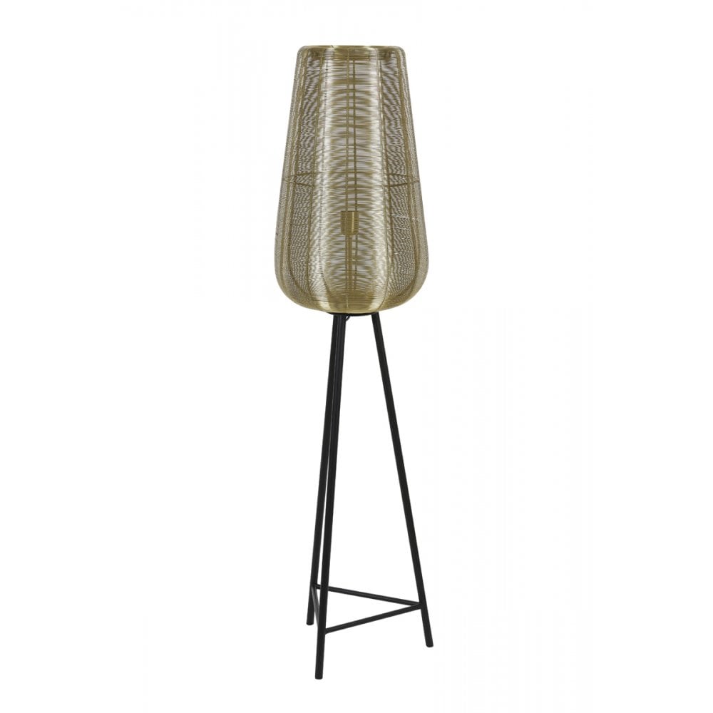 Elegant Gold and Black Round Floor Lamp 37x147cm