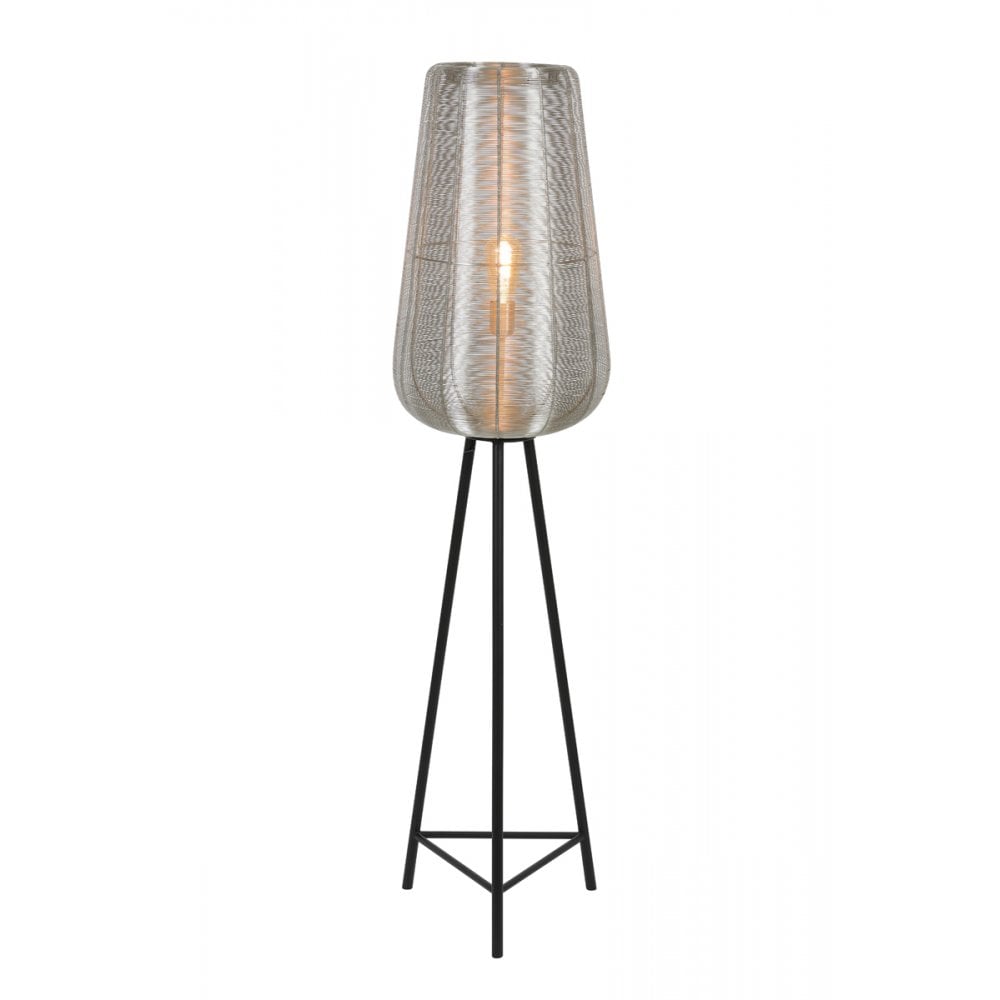 Elegant Nickel Round Floor Lamp - 37x147cm