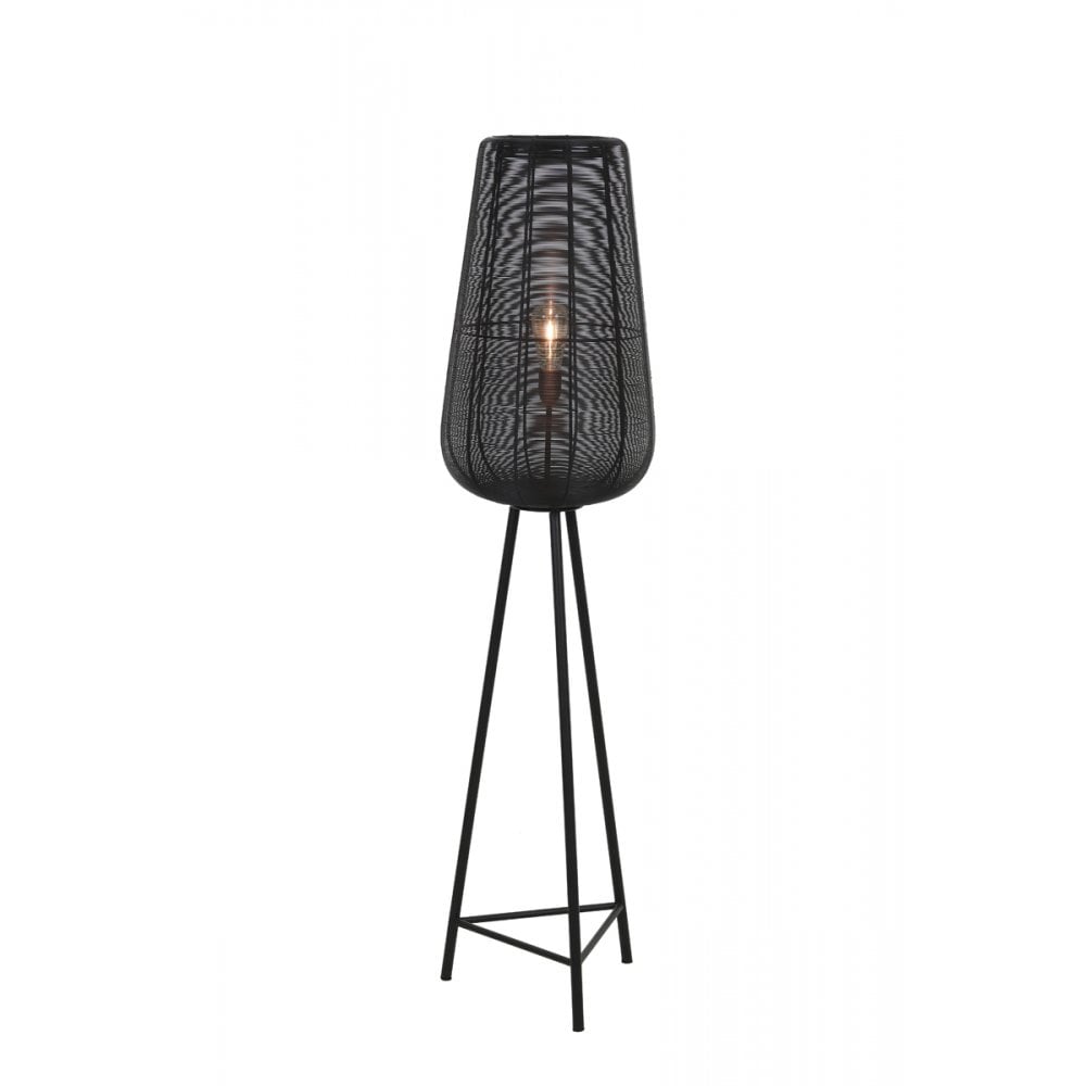 Sleek Black Metal Floor Lamp - 37x147cm