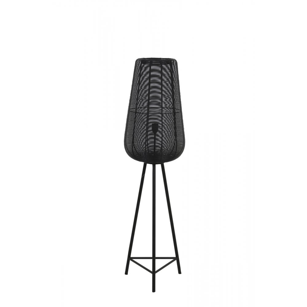 Sleek Black Metal Floor Lamp - 135cm Height, Round Design