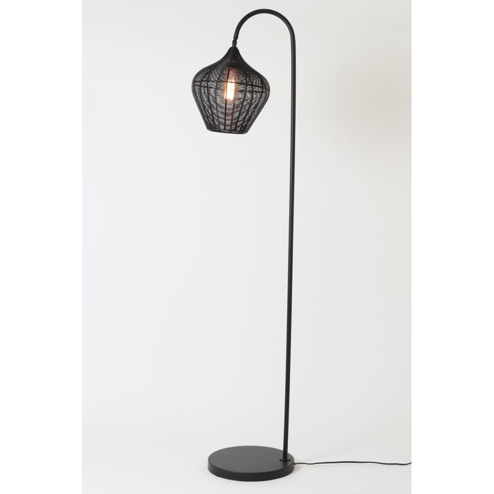 Sleek Alvaro Black Metal Floor Lamp 160cm