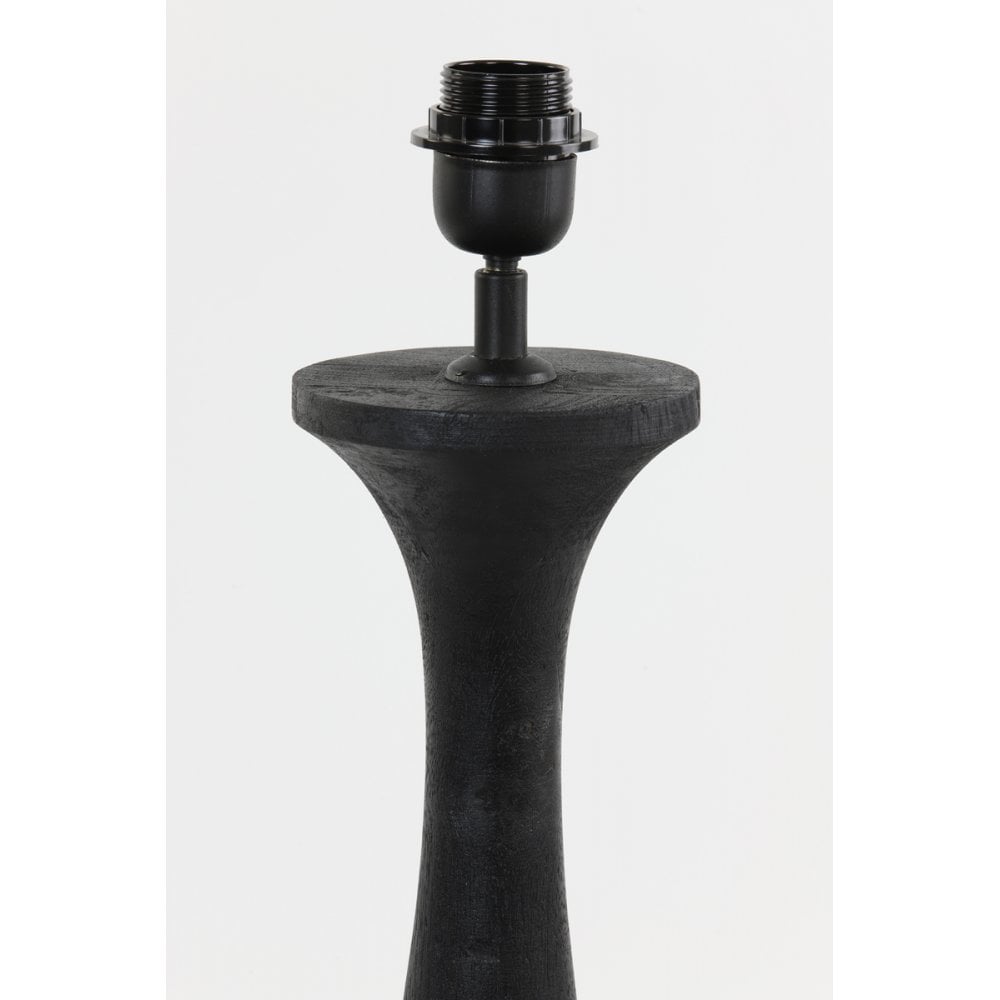 Elegant Black Wood Lamp Base - Round Design, 28x55cm