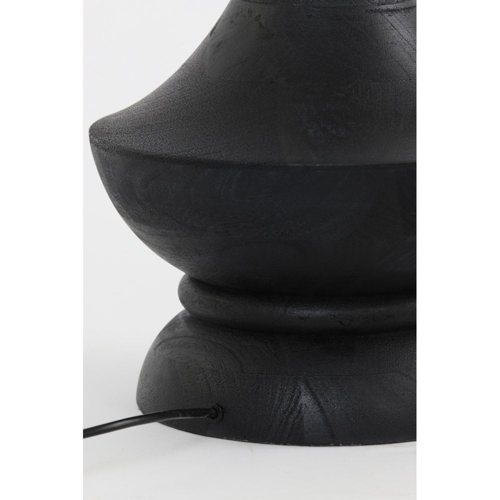 Elegant Black Wood Lamp Base - Round Design, 28x55cm