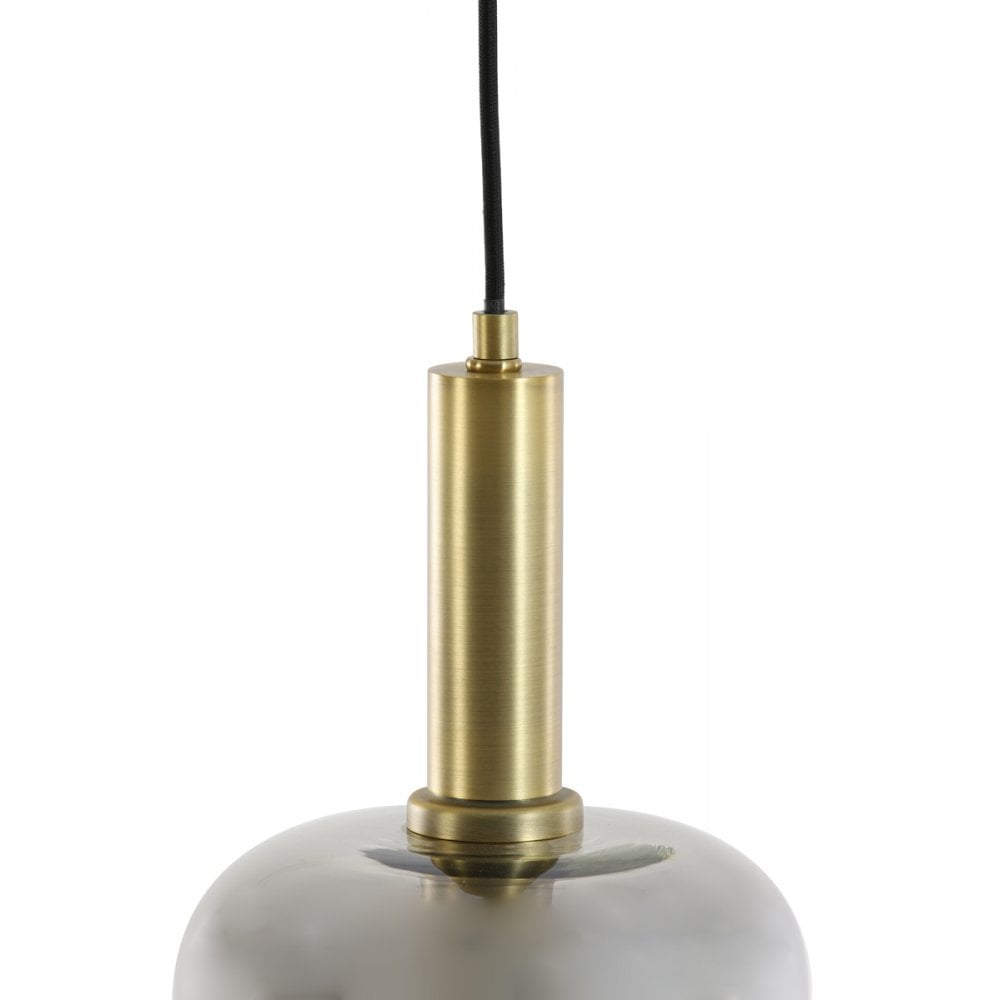 Antique Bronze & Smoked Glass Pendant Light 16x26cm