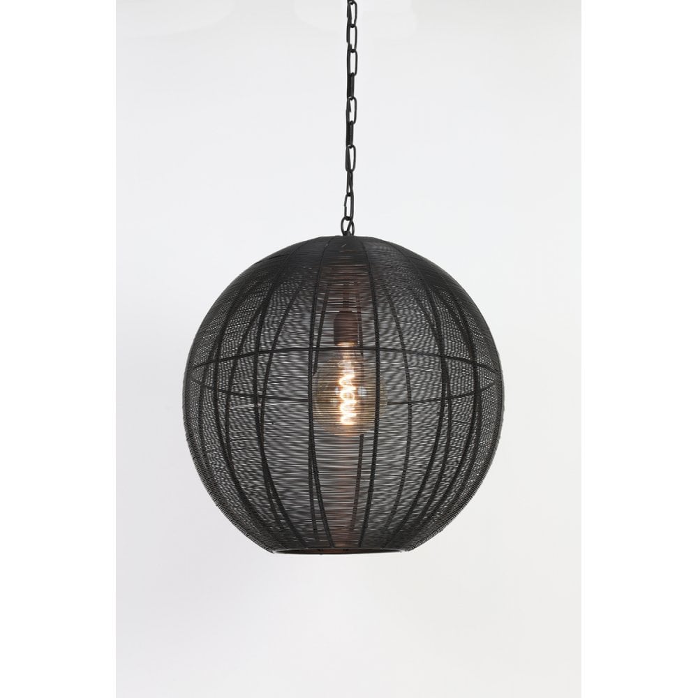 Sleek Round Matt Black Metal Pendant Lamp 50x54cm